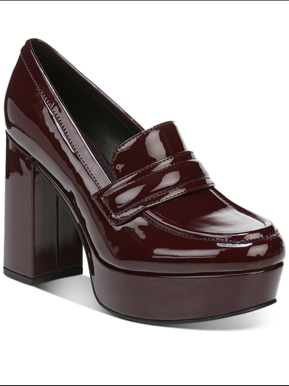 Bar III Wine Burgundy Patent Platform Loafer
